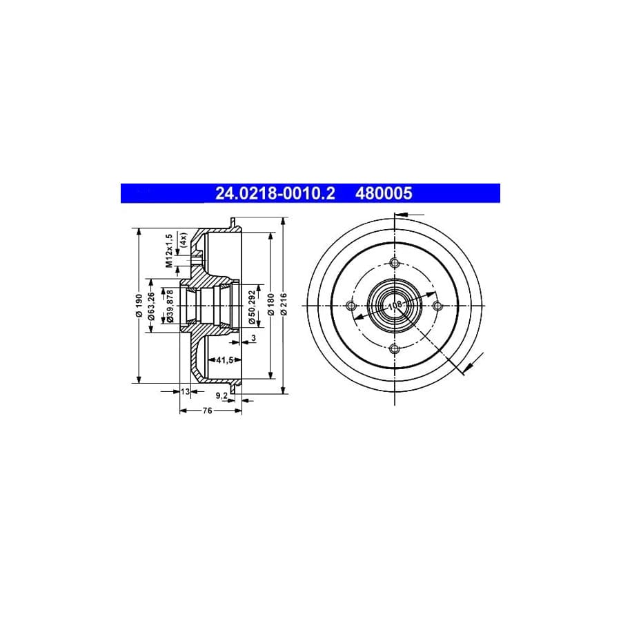 ATE 24.0218-0010.2 Brake Drum