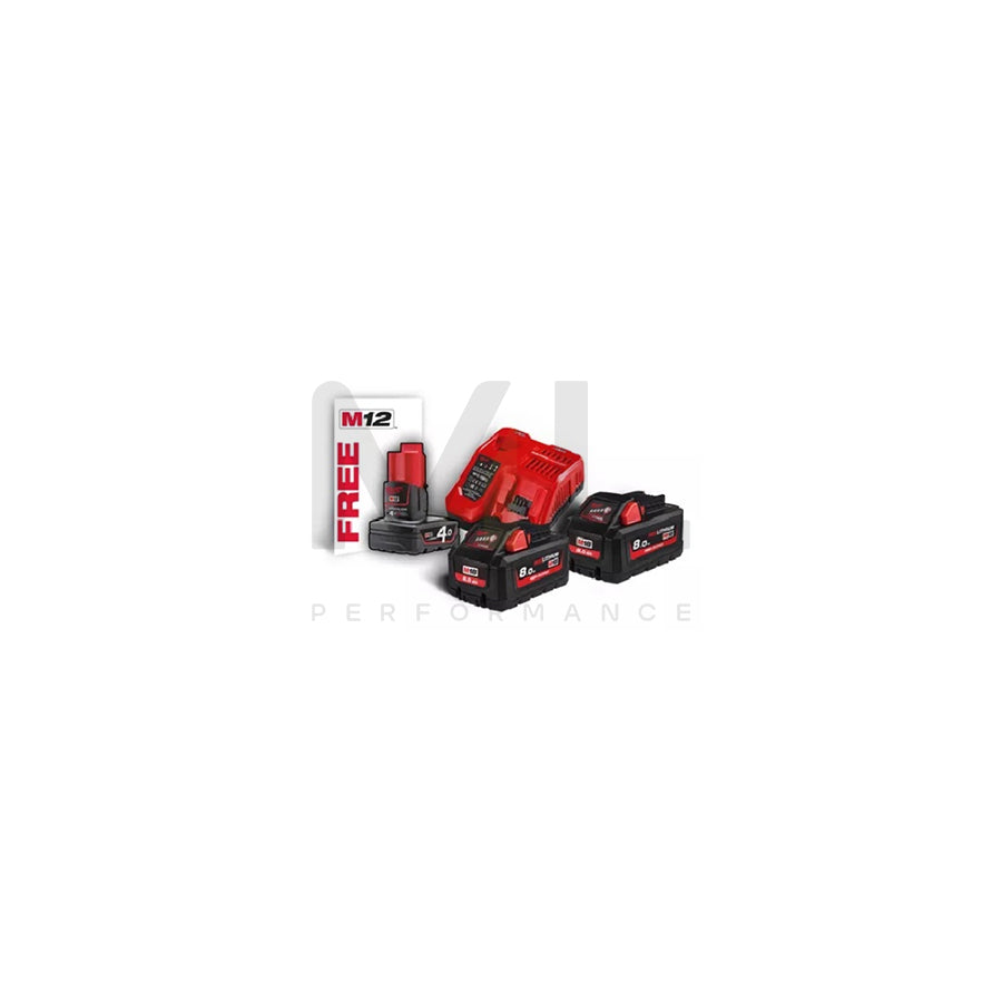 MILWAUKEE M18 4933471073 Battery Charger 18V, 2 x 8.0Ah | ML Performance Car Parts