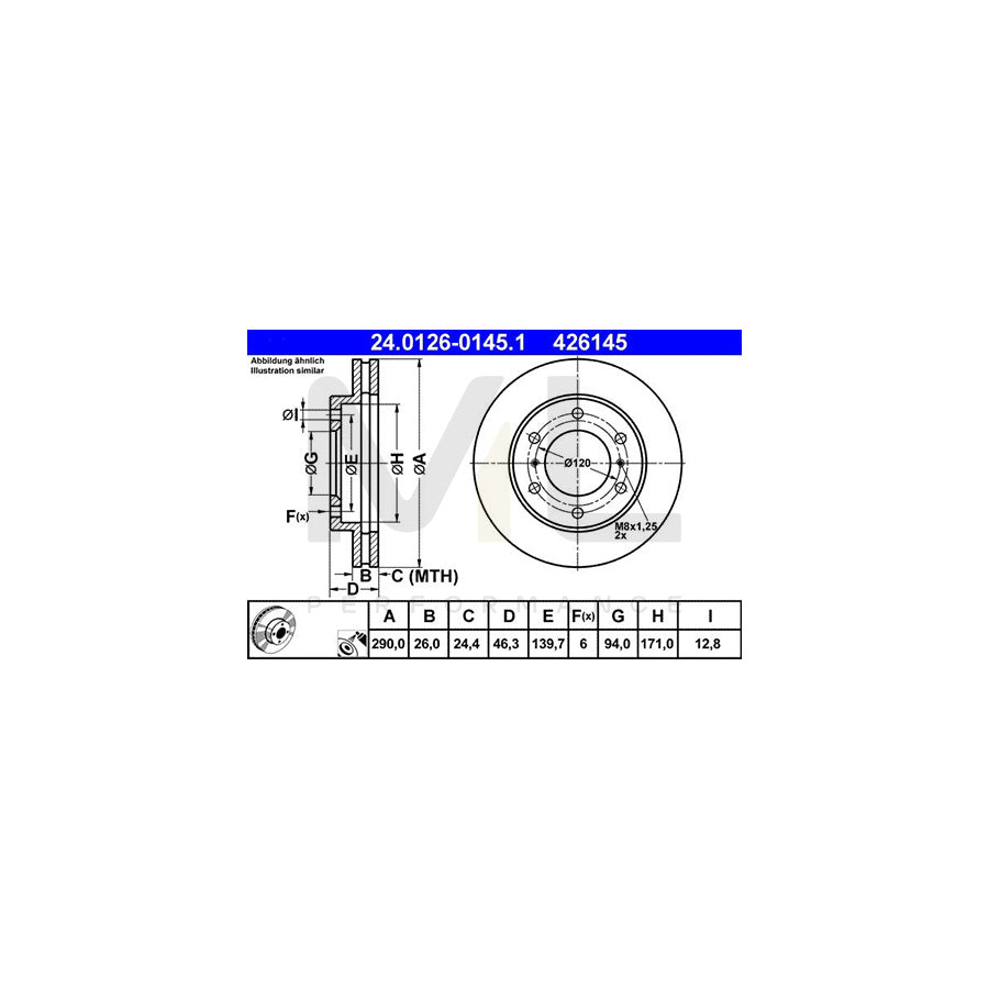 ATE 24.0126-0145.1 Brake Disc Vented, Coated | ML Performance Car Parts