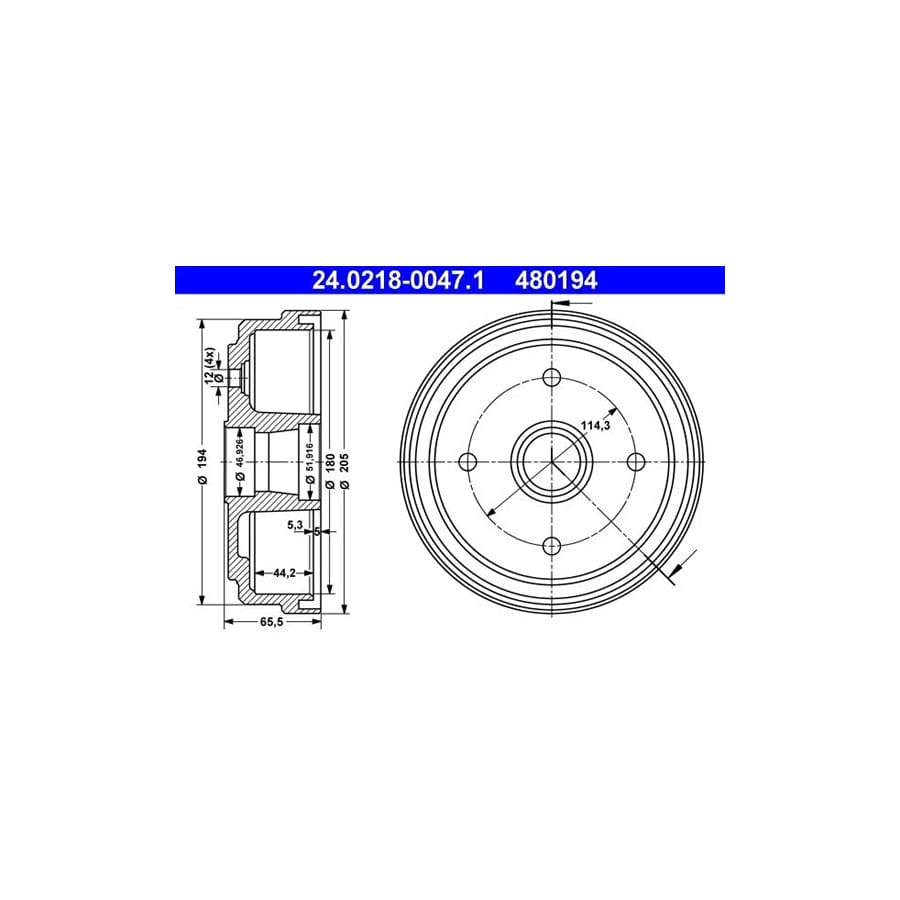 ATE 24.0218-0047.1 Brake Drum For Suzuki Alto