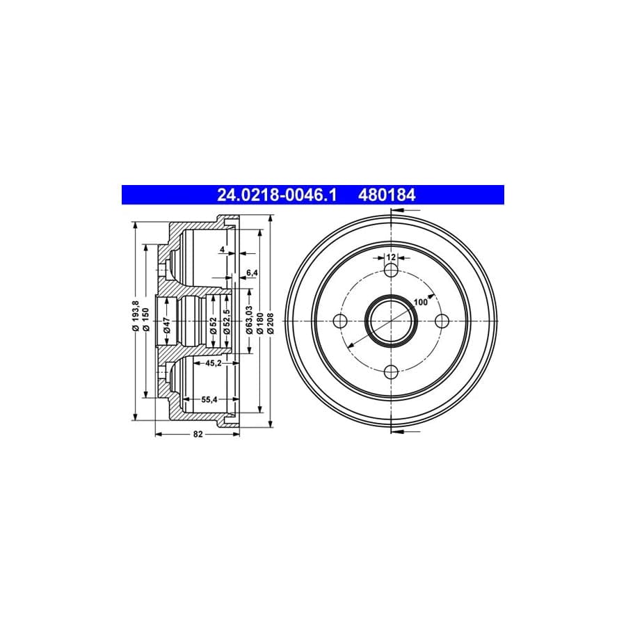 ATE 24.0218-0046.1 Brake Drum For Suzuki Wagon R+