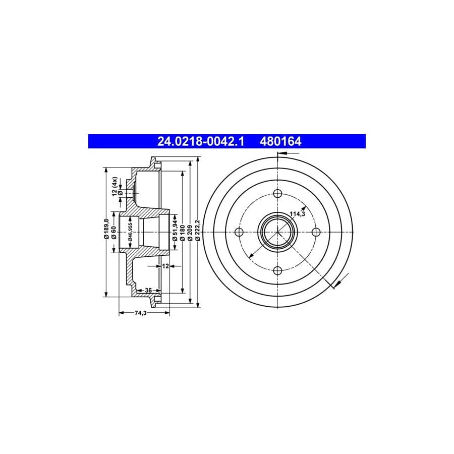 ATE 24.0218-0042.1 Brake Drum For Suzuki Swift Ii Hatchback (Ea, Ma)