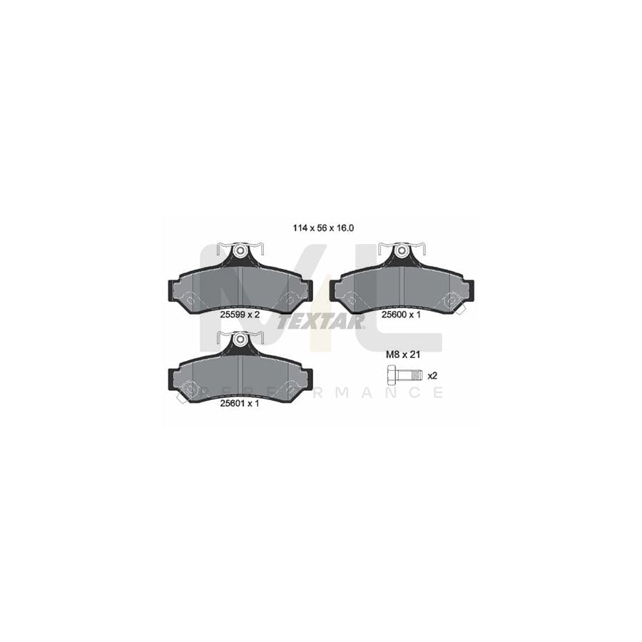 TEXTAR 2559901 Brake pad set with acoustic wear warning, with brake caliper screws | ML Performance Car Parts