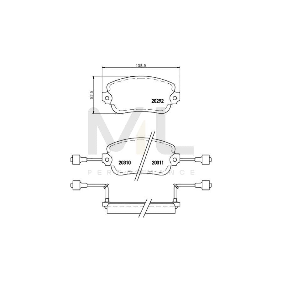 TEXTAR 2029203 Brake pad set with integrated wear warning contact | ML Performance Car Parts