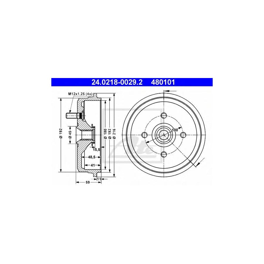 ATE 24.0218-0029.2 Brake Drum For Subaru Justy I (Kad)