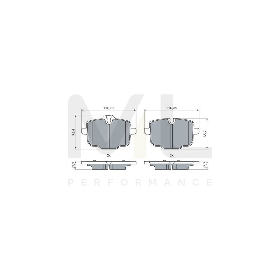 Bosch 0986424922 Brake Pad Set With Anti-Squeak Plate, With Mounting Manual BP2540 | ML Performance Car Parts