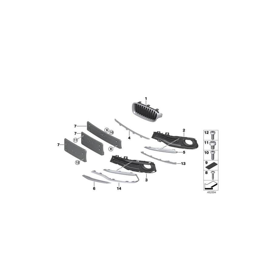 Genuine BMW 51117464490 F30 F31 Partially Open Grid, Right EDITION SPORT (Inc. 325d, 328i & 340iX) | ML Performance UK Car Parts