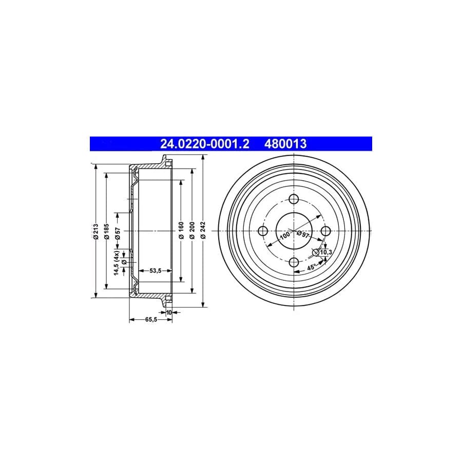 ATE 24.0220-0001.2 Brake Drum