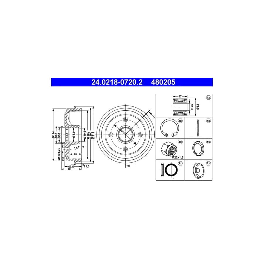 ATE 24.0218-0720.2 Brake Drum