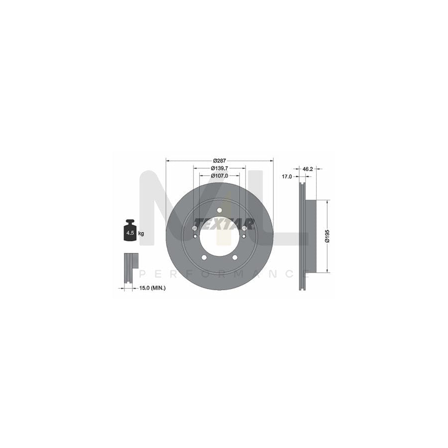 TEXTAR 92076400 Brake Disc Internally Vented, without wheel hub, without wheel studs | ML Performance Car Parts