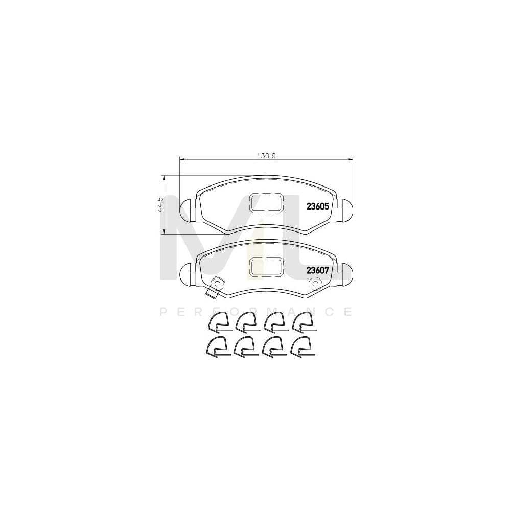 Hella 8DB 355 011-691 Brake Pad Set With Acoustic Wear Warning, With Accessories | ML Performance Car Parts