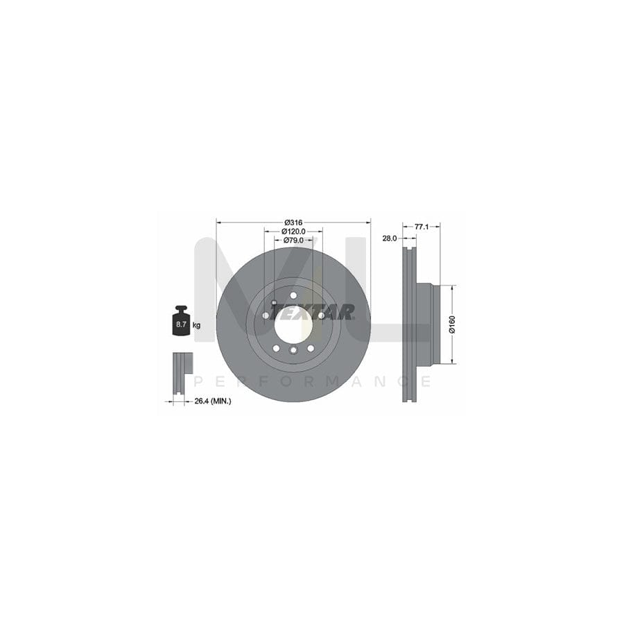 TEXTAR 92071400 Brake Disc for BMW 7 (E38) Internally Vented, without wheel studs | ML Performance Car Parts