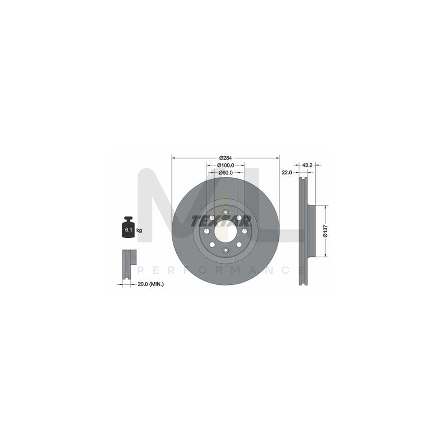 TEXTAR 92145800 Brake Disc Internally Vented, without wheel hub, without wheel studs | ML Performance Car Parts