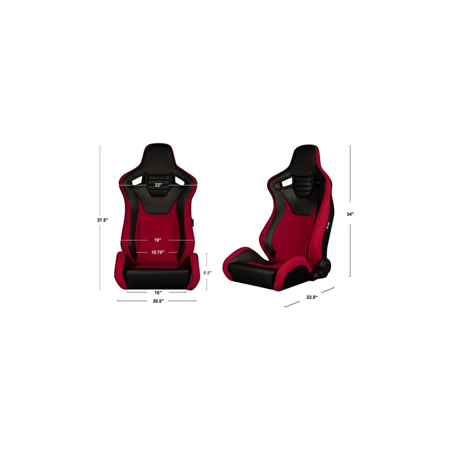 BRAUM Elite-S Series Racing Seats (Black - Red) – Pair