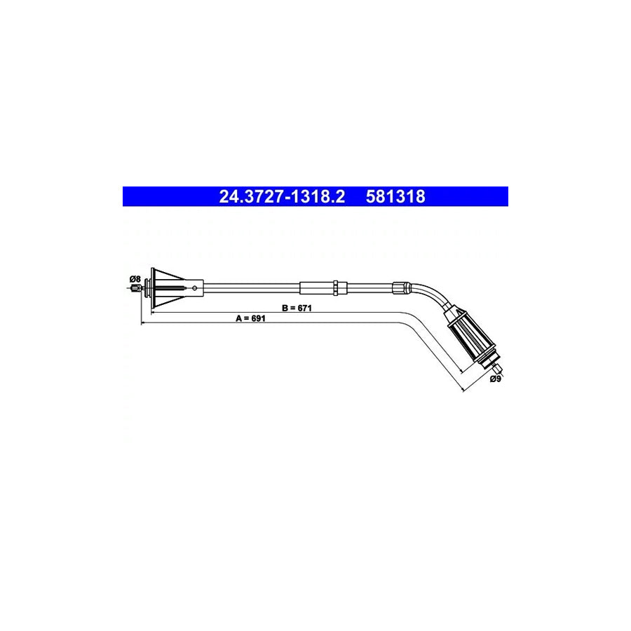 ATE 24.3727-1318.2 Hand Brake Cable For Volvo S80 Ii (As, 124)