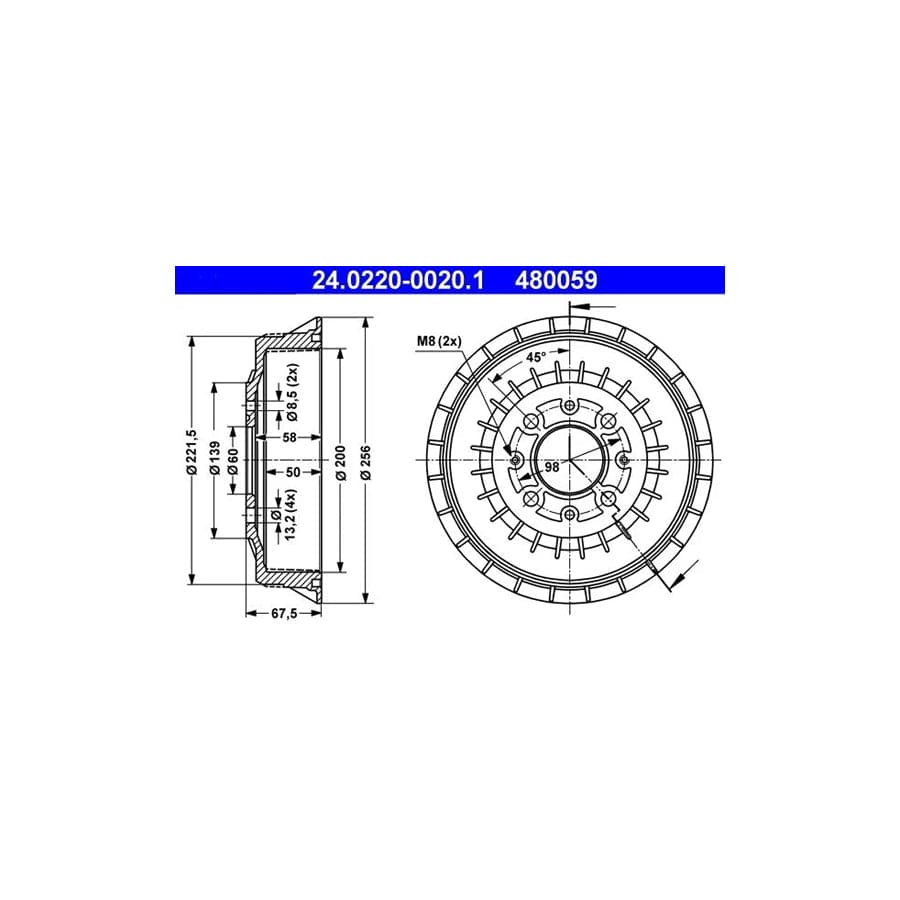 ATE 24.0220-0020.1 Brake Drum