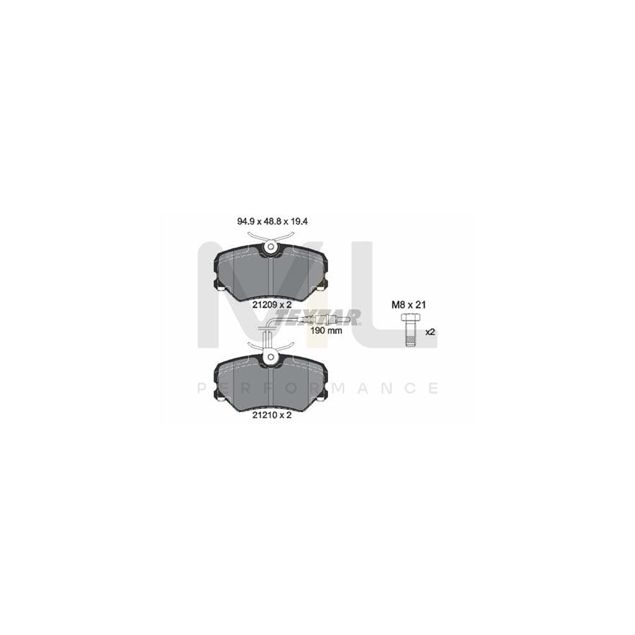 TEXTAR 2120909 Brake pad set for PEUGEOT 405 with integrated wear warning contact, with brake caliper screws | ML Performance Car Parts