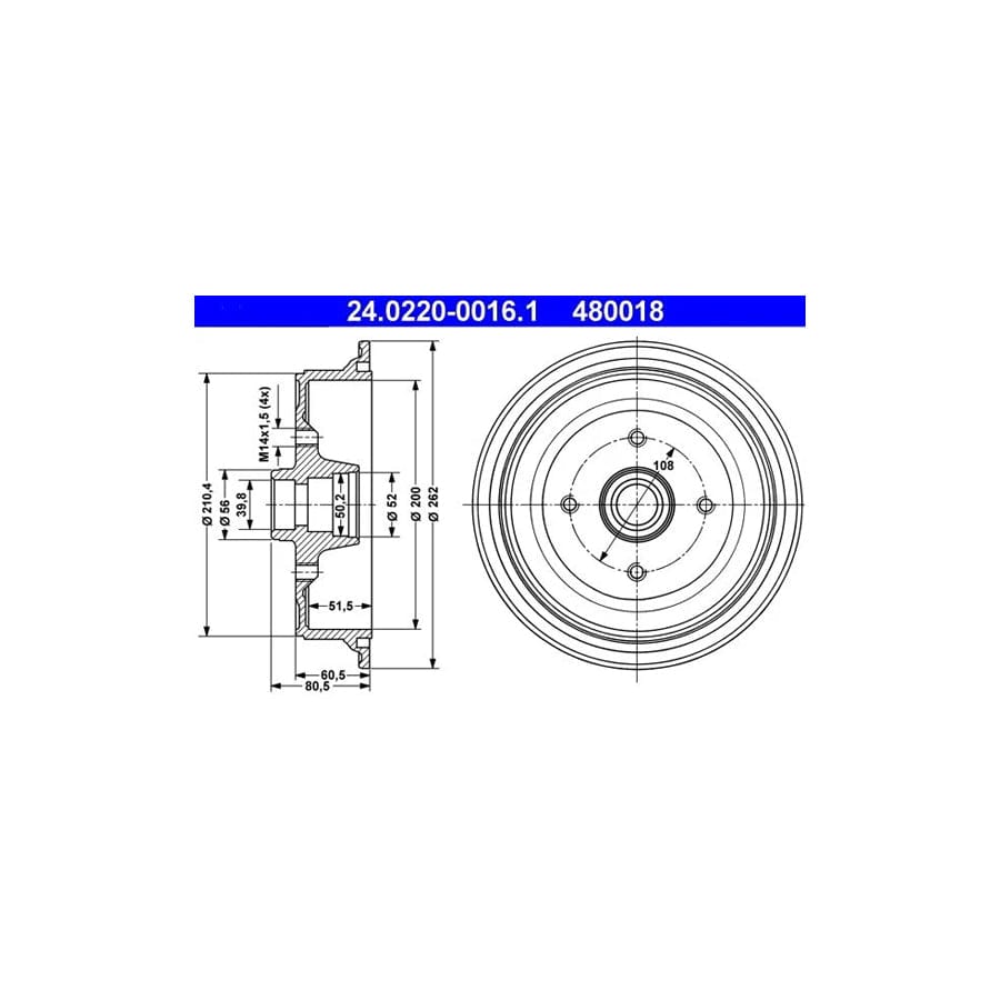 ATE 24.0220-0016.1 Brake Drum