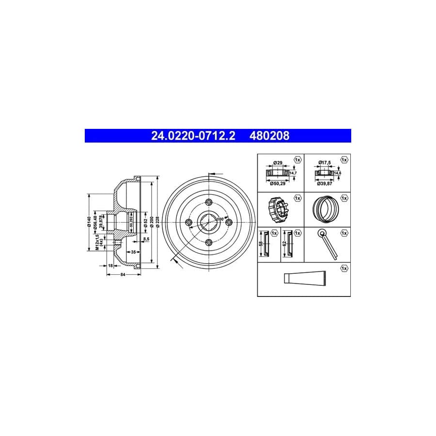 ATE 24.0220-0712.2 Brake Drum