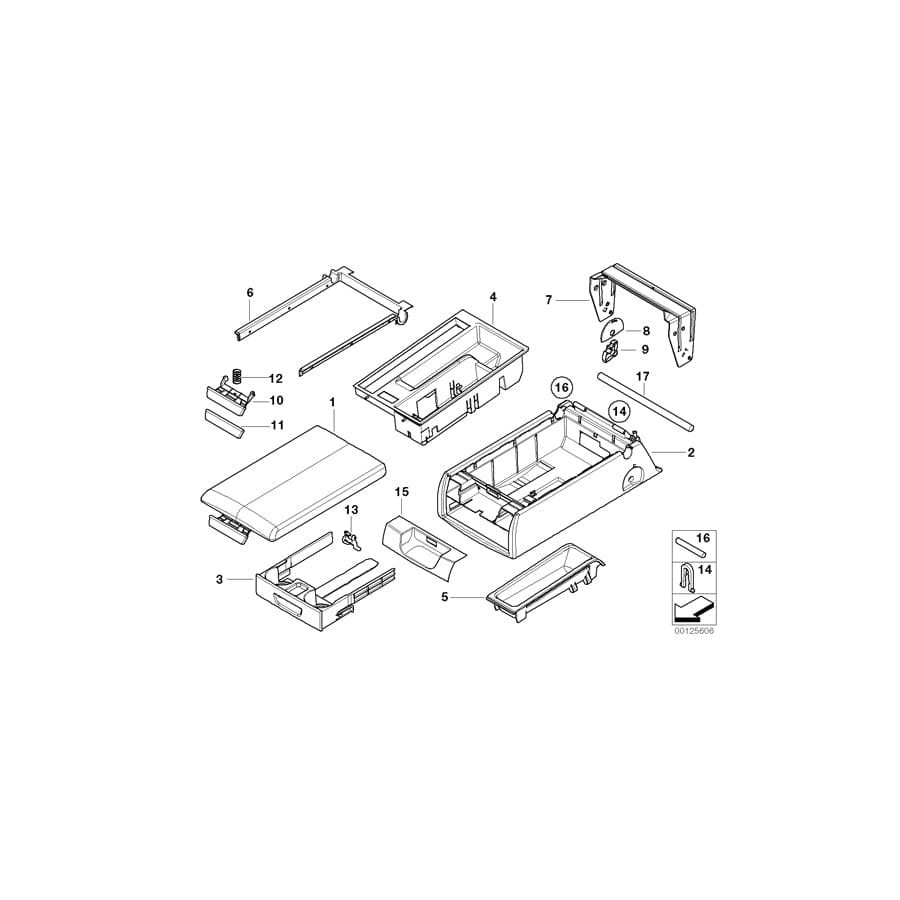 Genuine BMW 52208261084 E39 E38 Split Pin, Center Arm Rest MAL HINTEN (Inc. 728iL, 728i & 750iLS) | ML Performance UK Car Parts