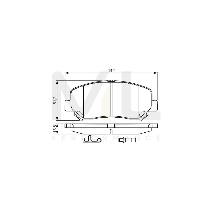 Bosch 0986Tb3222 Brake Pad Set Incl. Wear Warning Contact  | ML Performance Car Parts