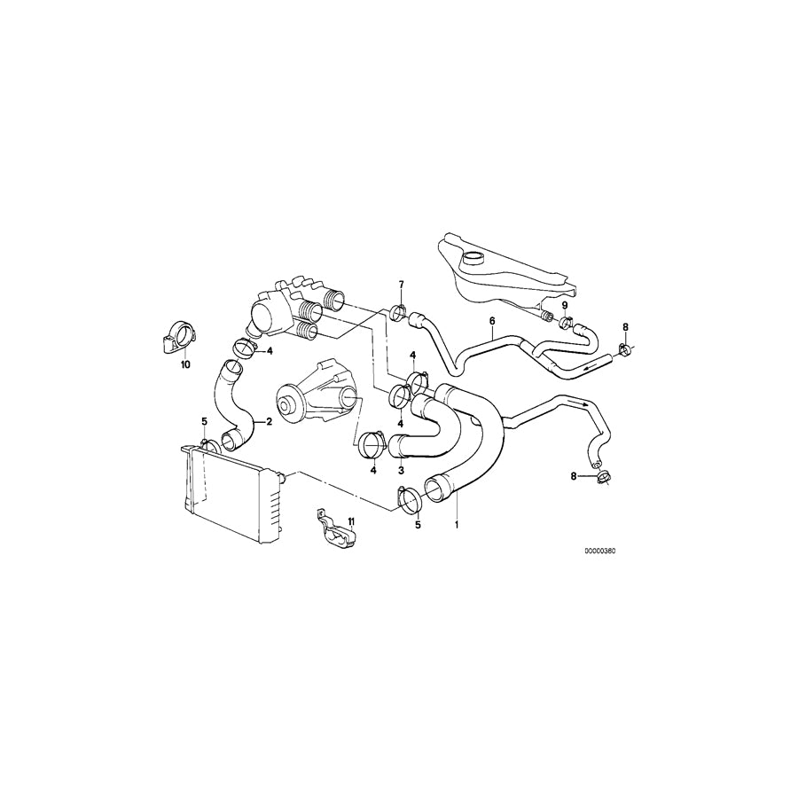 Genuine BMW 11531722641 E34 Water Hose (Inc. 530i & 535i) | ML Performance UK Car Parts