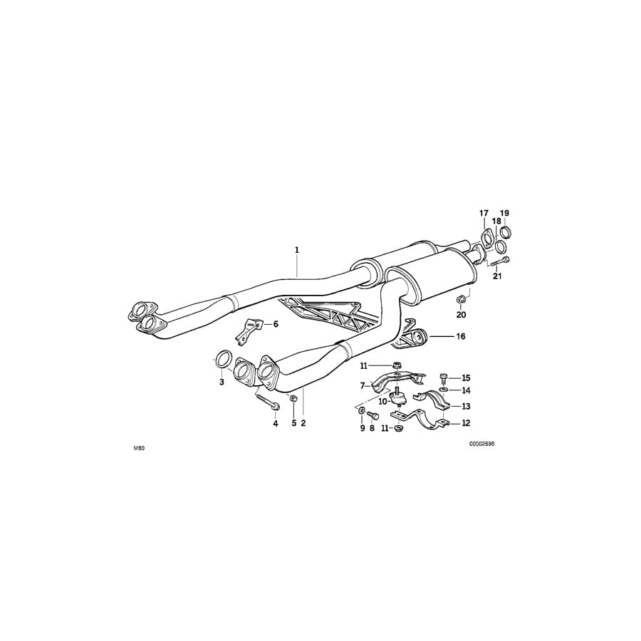 Genuine BMW 18101728710 E34 E32 Exhaust Pipe-Muffler ZYL.1-4 (Inc. 740iL, 740i & 540i) | ML Performance UK Car Parts