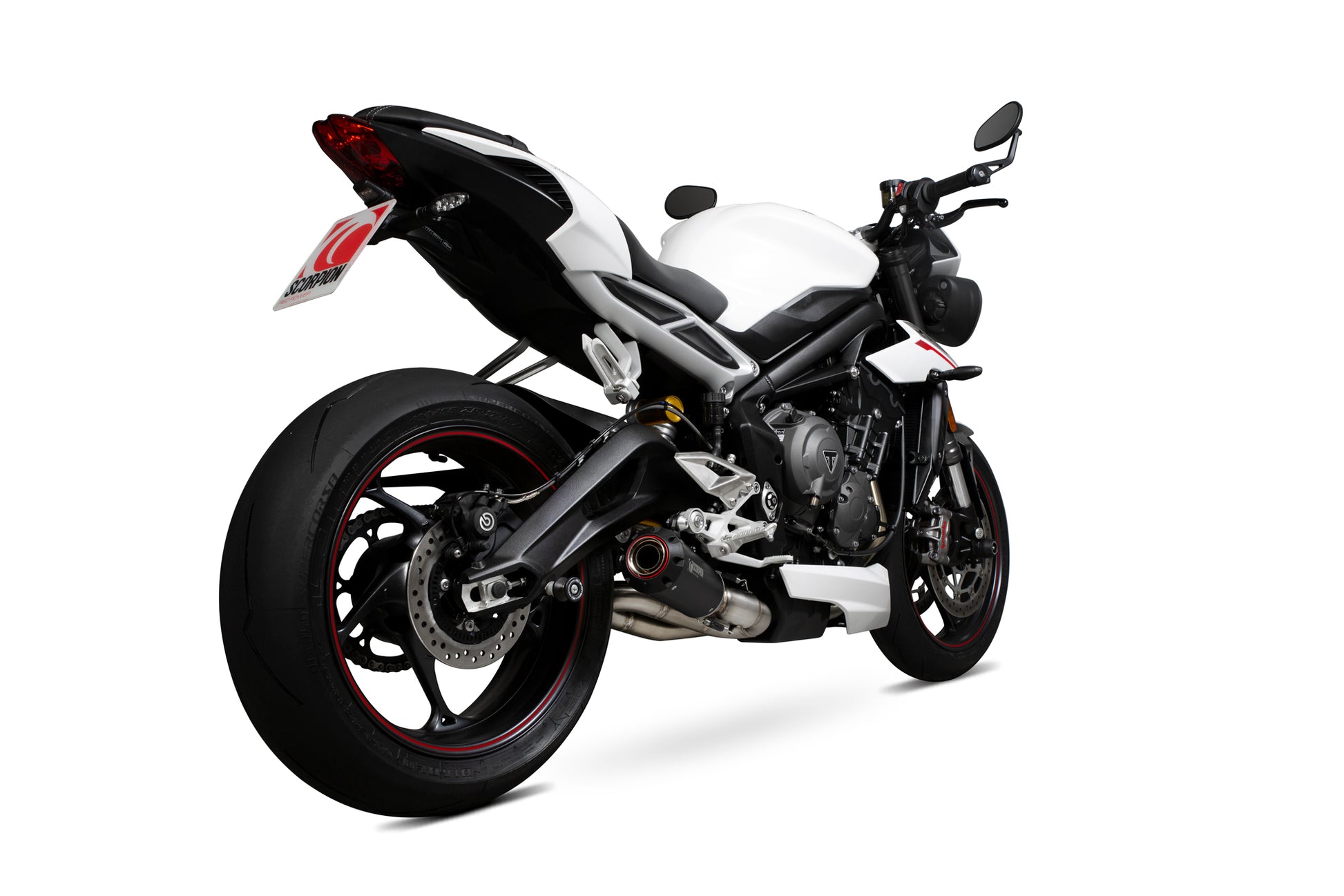 Scorpion PTR87BCER Triumph Street Triple 765 Red Power Slip-On - Black Ceramic Coated Sleeve | ML Performance UK UK