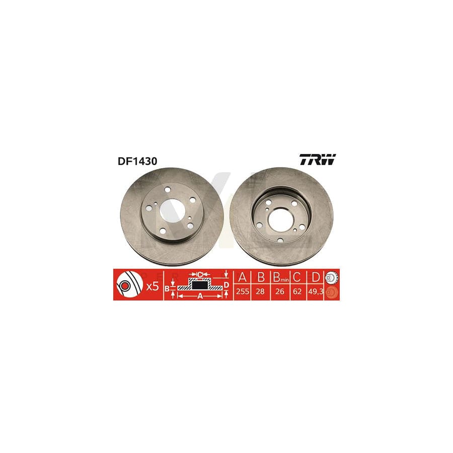 TRW DF1430 Brake Disc Vented, Painted | ML Performance Car Parts