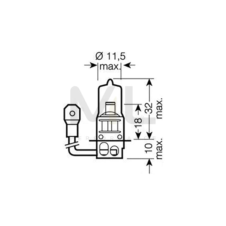 OSRAM 62201 Bulb, spotlight H3 12V 100W PK22s 3200K Halogen | ML Performance Car Parts