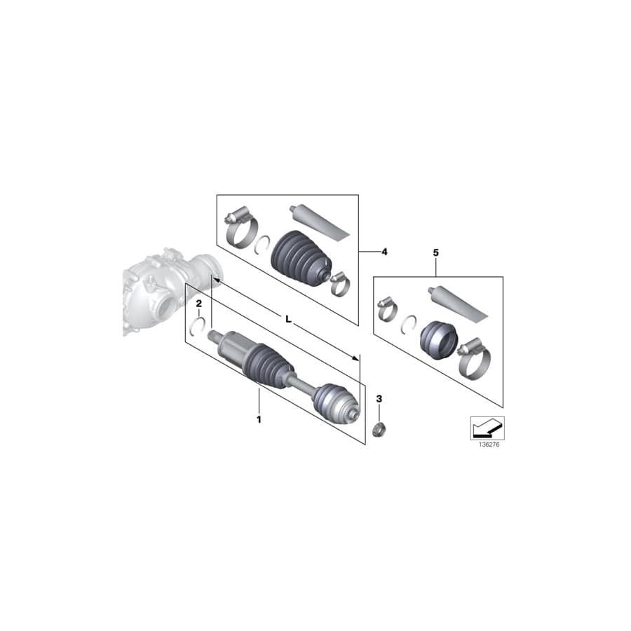 Genuine BMW 31603450565 E83 Exch. Output Shaft, Left L=628mm (Inc. X3) | ML Performance UK Car Parts