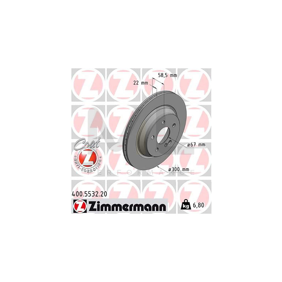 ZIMMERMANN COAT Z 400.5532.20 Brake Disc Internally Vented, Coated | ML Performance Car Parts