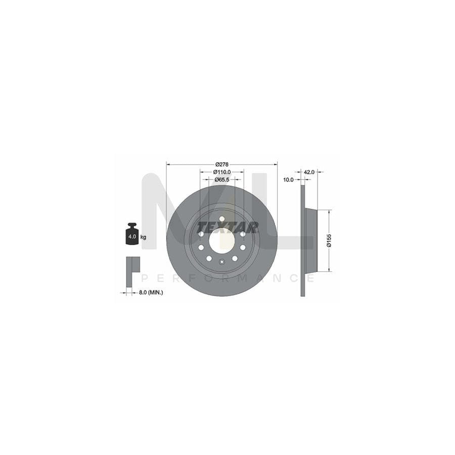 TEXTAR 92167600 Brake Disc Solid, without wheel hub, without wheel studs | ML Performance Car Parts