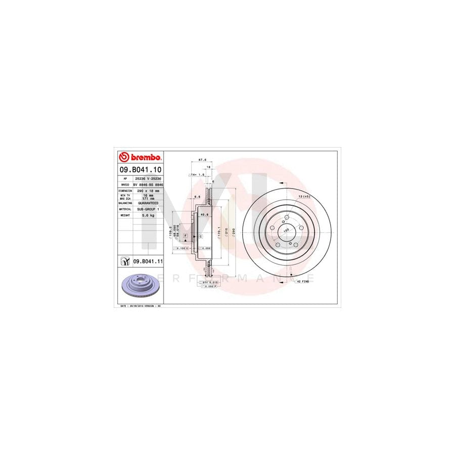 BREMBO 09.B041.10 Brake Disc Internally Vented | ML Performance Car Parts