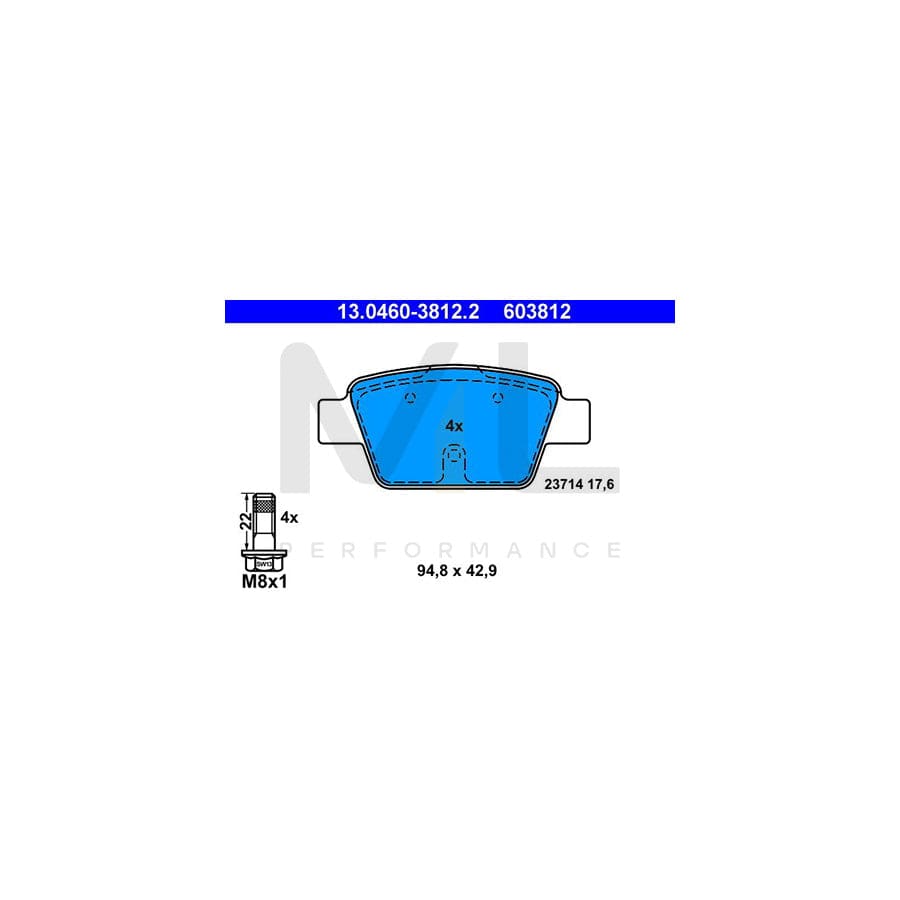 ATE 13.0460-3812.2 Brake pad set excl. wear warning contact, not prepared for wear indicator, with brake caliper screws | ML Performance Car Parts