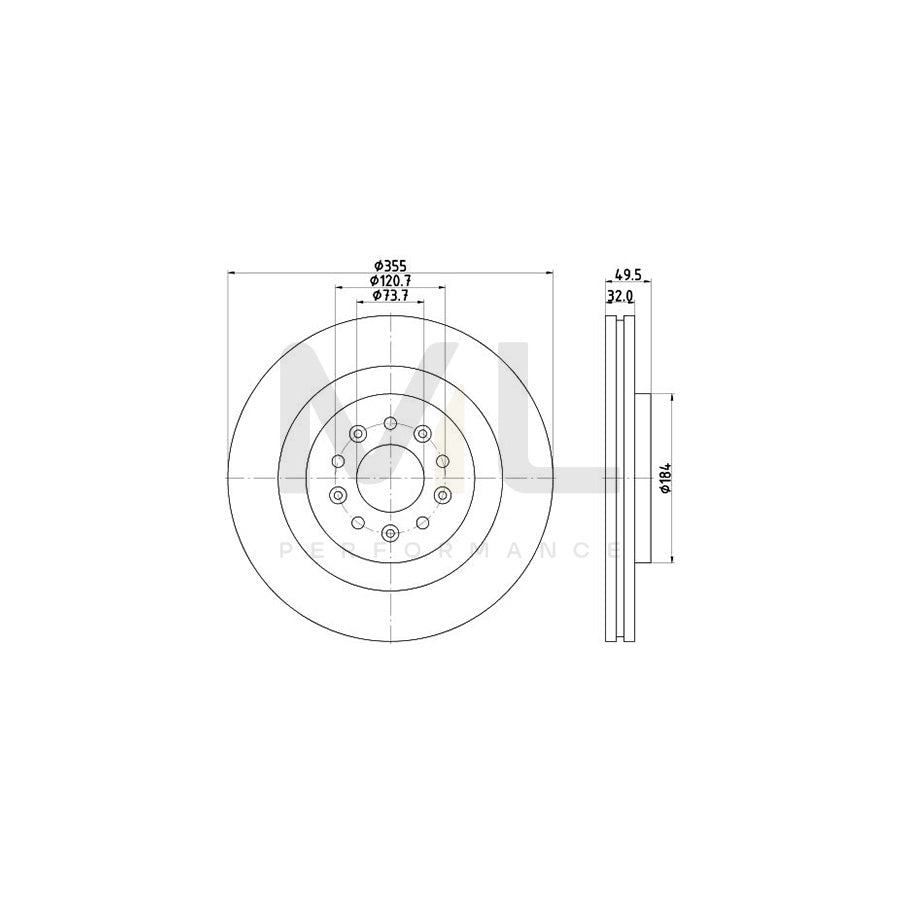 HELLA PRO High Carbon 8DD 355 129-271 Brake Disc Internally Vented, Coated, High-carbon, without wheel hub, without wheel studs | ML Performance Car Parts