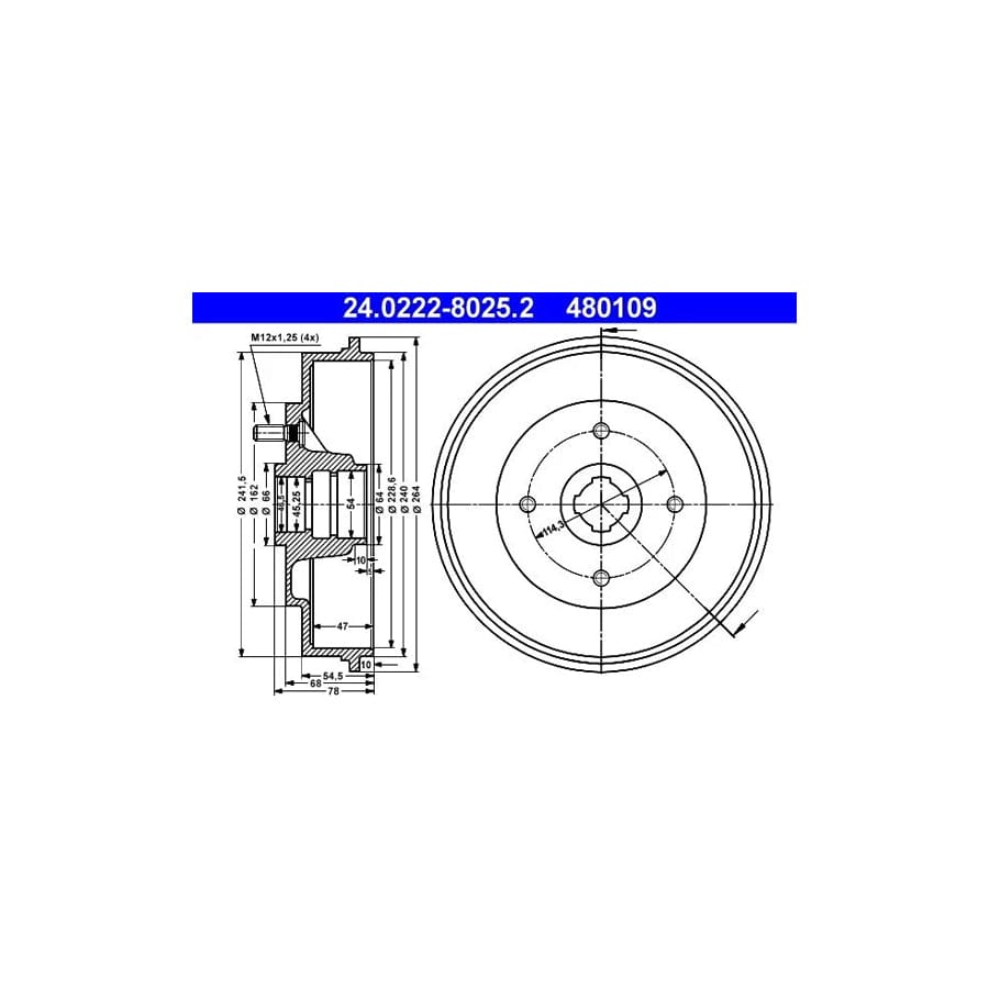 ATE 24.0222-8025.2 Brake Drum For Nissan Bluebird