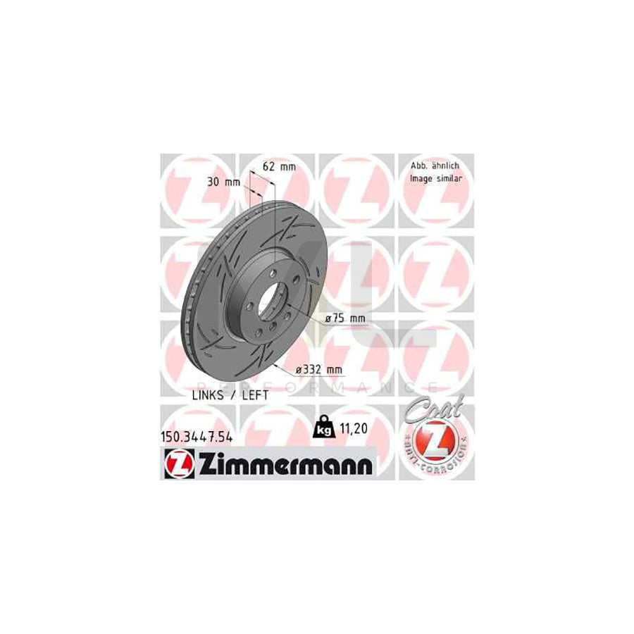 ZIMMERMANN BLACK Z 150.3447.54 Brake Disc Internally Vented, Slotted, Coated, High-carbon | ML Performance Car Parts