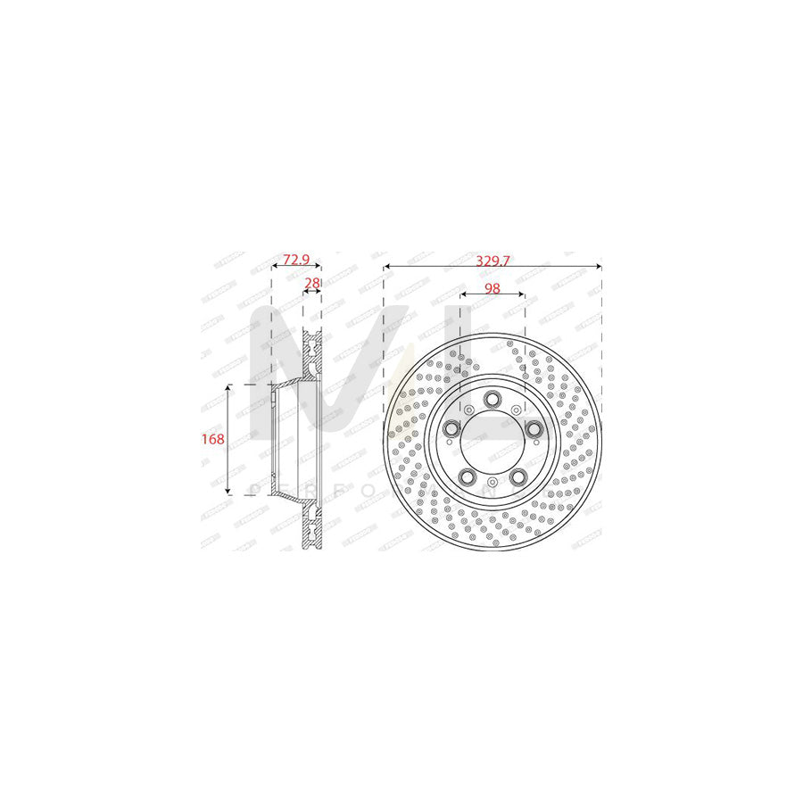 FERODO DDF2131LC-1 Brake Disc for PORSCHE 911 Vented | ML Performance Car Parts