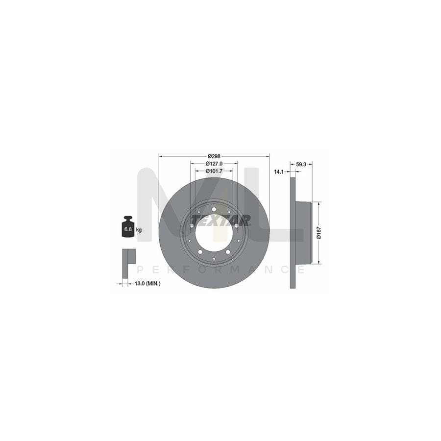 TEXTAR PRO 92230503 Brake Disc for LAND ROVER DEFENDER Solid, Coated, without wheel hub, without wheel studs | ML Performance Car Parts