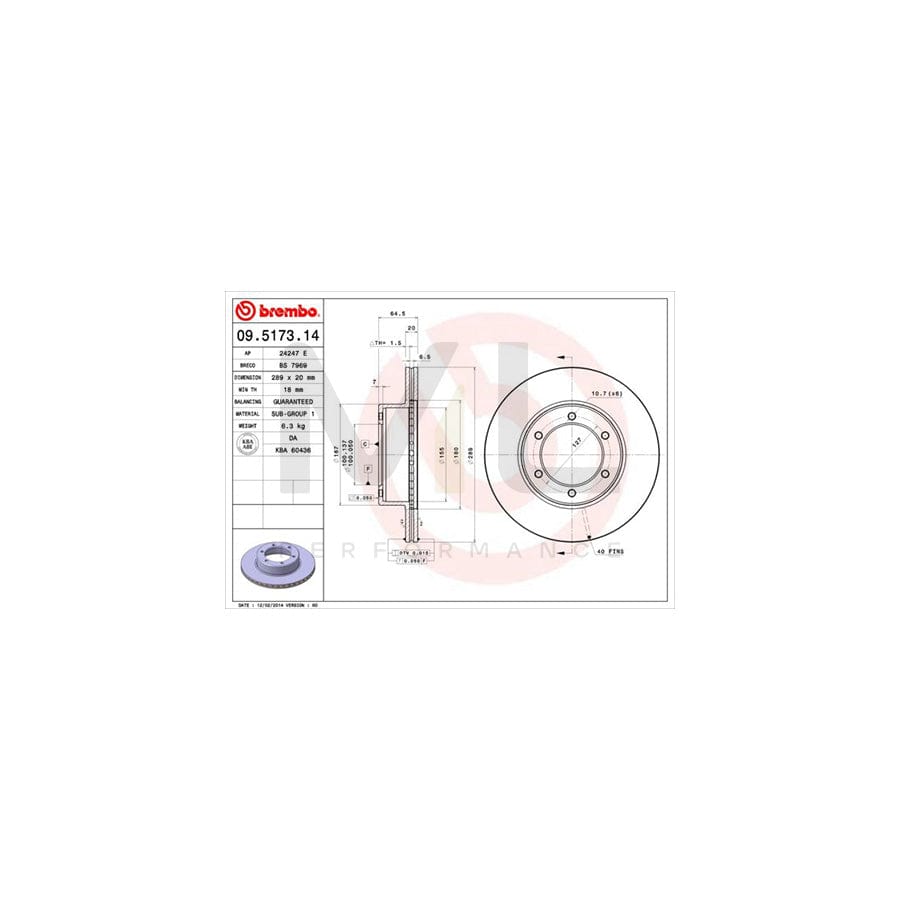 BREMBO 09.5173.14 Brake Disc Internally Vented | ML Performance Car Parts