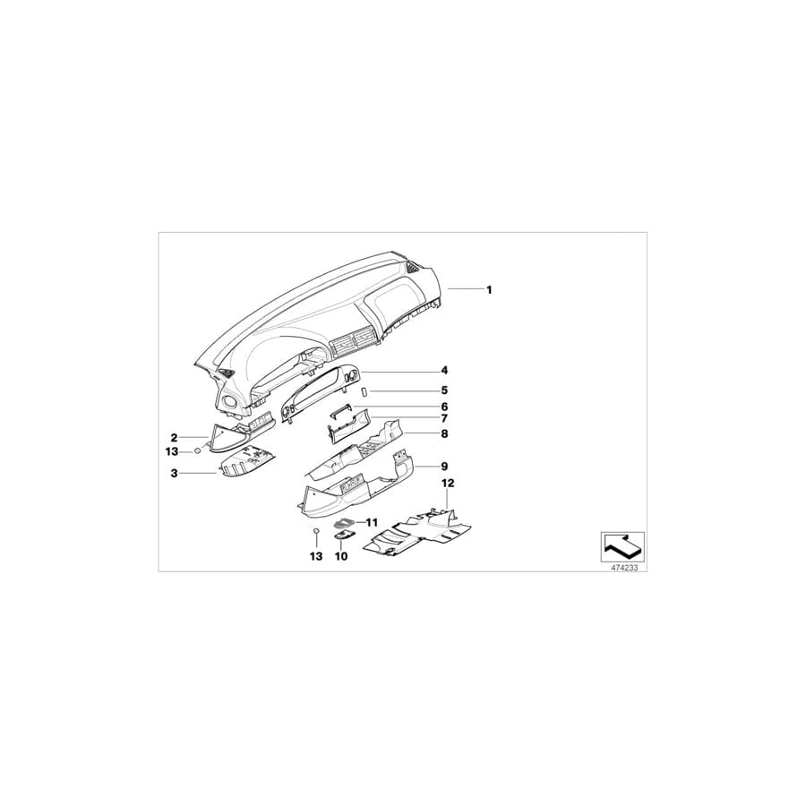 Genuine BMW 51458253405 E39 Lower Left Dashboard Storage Compartment GRAU (Inc. 540iP, 530d & 535i) | ML Performance UK Car Parts