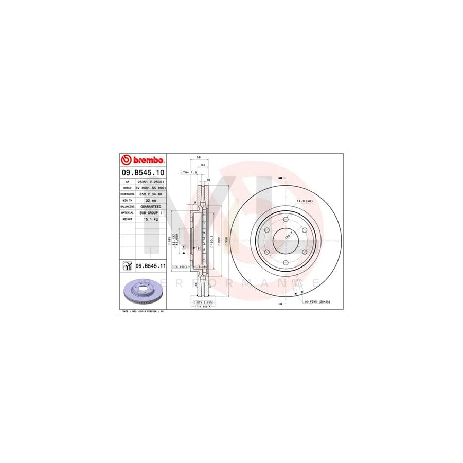 BREMBO COATED DISC LINE 09.B545.11 Brake Disc for NISSAN Patrol VI (Y62) Internally Vented, Coated | ML Performance Car Parts