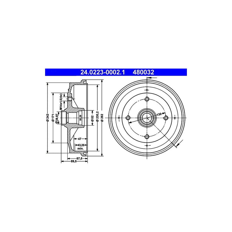 ATE 24.0223-0002.1 Brake Drum