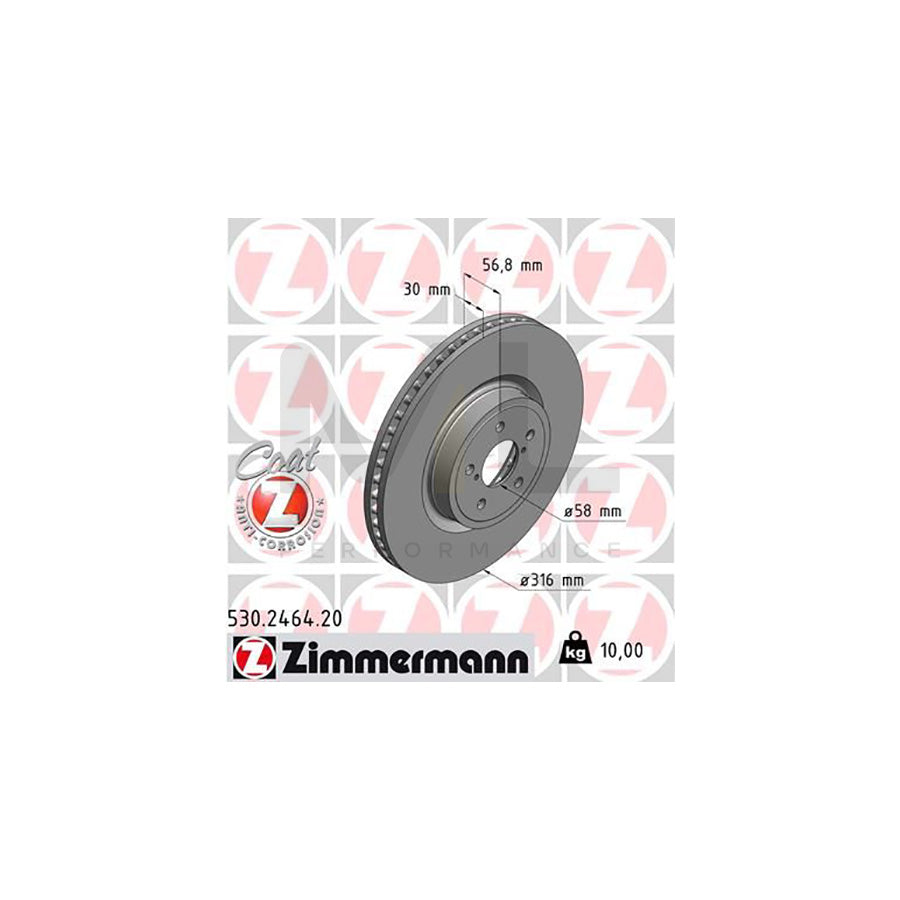 ZIMMERMANN COAT Z 530.2464.20 Brake Disc Internally Vented, Coated | ML Performance Car Parts