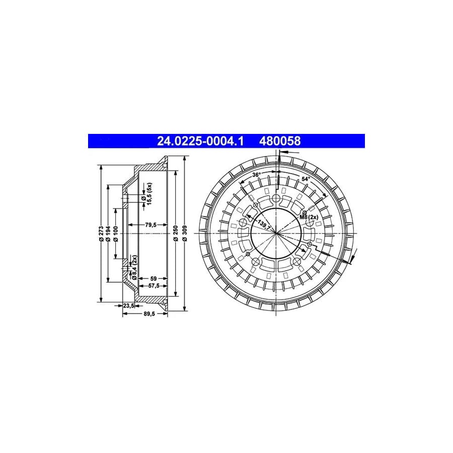 ATE 24.0225-0004.1 Brake Drum For Lada Niva