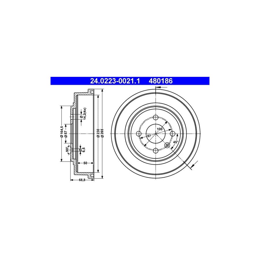 ATE 24.0223-0021.1 Brake Drum