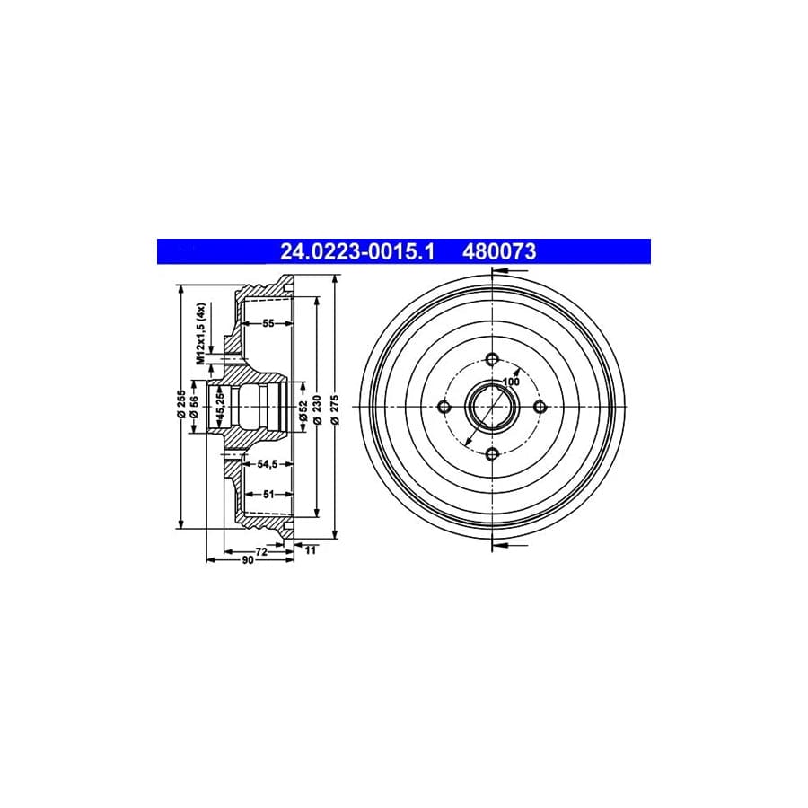 ATE 24.0223-0015.1 Brake Drum