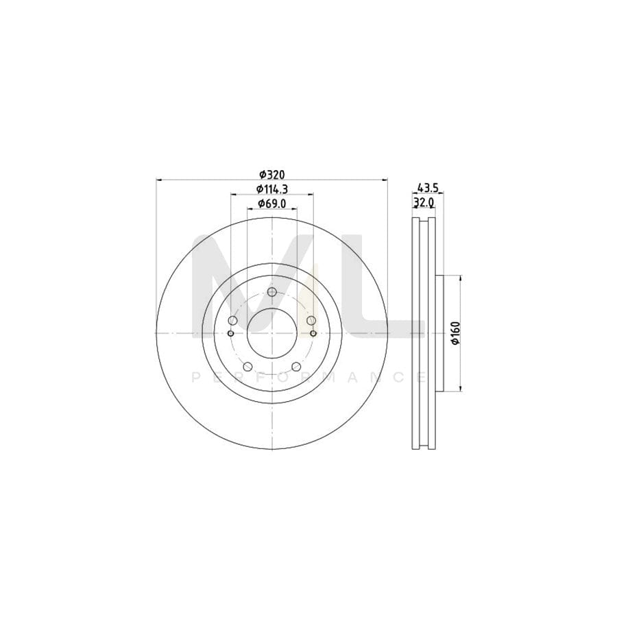 HELLA PRO 8DD 355 114-841 Brake Disc for MITSUBISHI LANCER Internally Vented, Coated, without wheel hub, without wheel studs | ML Performance Car Parts