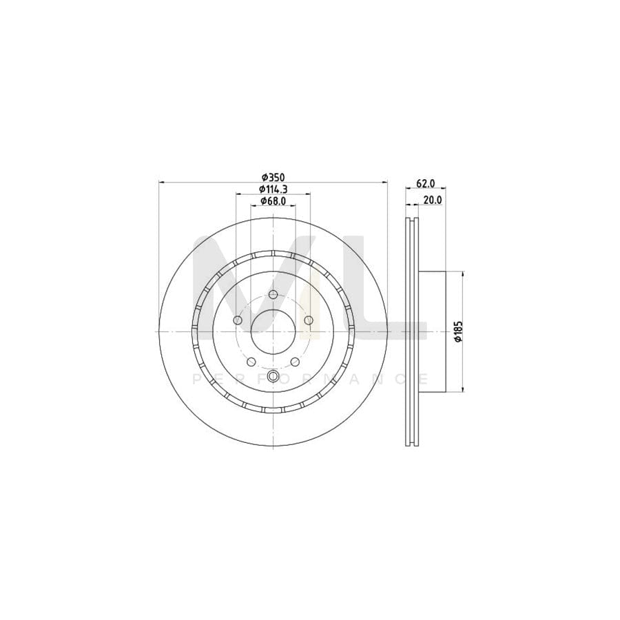 HELLA PRO 8DD 355 122-261 Brake Disc Externally Vented, Coated, without wheel hub, without wheel studs | ML Performance Car Parts